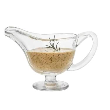 Imagem de Molho multifuncional para cozinha doméstica com alça tigela de tempero para molho de vidro para hotel, restaurante, creme, jarro