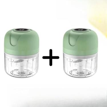 Imagem de Processador de alimentos elétrico, mini moedor de carne portátil, recarregável via USB, 250ml, adequado para carnes e vegetais.(Verde kit 2)