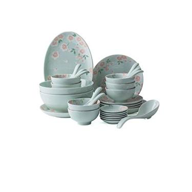 Imagem de Conjunto de jantar de cerâmica, serviço de cozinha e jantar, luxuoso, serviço completo, pratos, tigelas, melhor para festas internas e externas, criatividade, decoração de mesa (tamanho: A) (B) ()