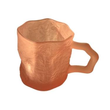 Imagem de x3anggyt5 Copo para beber com textura de geleira, copos de vidro transparente sólido com alça para água, suco de leite, café (rosa)