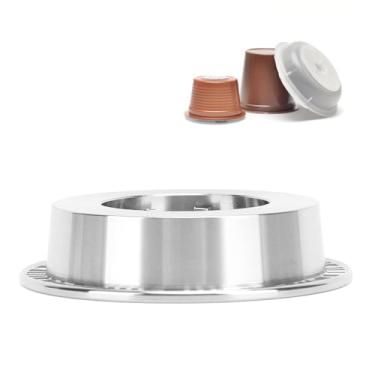 Imagem de Adaptador de Cápsula Café Aço Inoxidável Reutilizável Uso Conveniente Conversor Suporte para Máquina Vertuo Grande Pequeno Versátil Compatível Fácil L