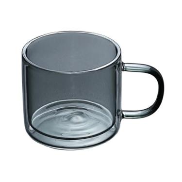 Imagem de Copos de vidro coloridos de parede dupla, xícaras de chá de vidro borossilicato, canecas de café com alça, 250 ml (cinza)