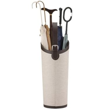 Imagem de x3anggyt5 Balde de guarda-chuva interno para casa, organizador decorativo de couro independente, suporte de bengala economiza espaço (branco)