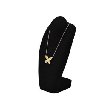 Imagem de Elegante microfibra busto joias expositor colar adereços luz luxo loja organizador (preto)