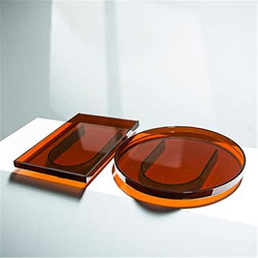 Imagem de Bandeja de acrílico de estilo nórdico doméstico bandeja de chá redonda com copos de frutas, perfume, vaso sanitário, bandeja de armazenamento acessórios (cor: um conjunto) (Um conjunto)