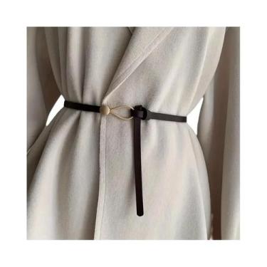 Imagem de Cinto Feminino Vintage De Couro PU Fino Com Nó, Cor Sólida, Faixa De C