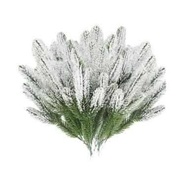 Imagem de Galhos De Pinheiro Artificial Branco Neve 20/26cm, Decoração De Natal 