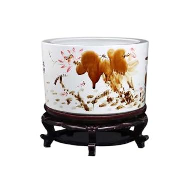 Imagem de Tanque de peixes de cerâmica moderno para interior e exterior Tanque de alimentação de tartaruga de cerâmica chinesa jardim terraço decorativo aquário de peixe sala de estar decoração de secretária