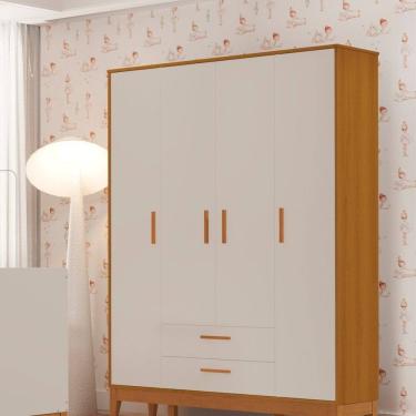 Imagem de Guarda-roupa para Quarto de Bebê 4 Portas Flip Areia Fosco / Savana