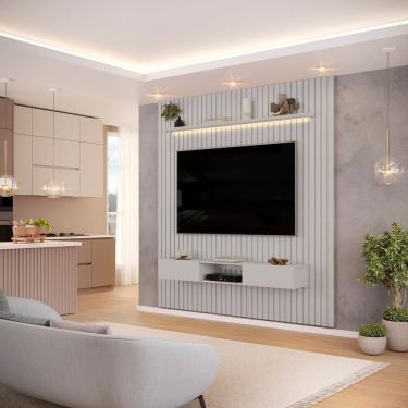 Imagem de Painel para Tv até 60 Polegadas Ripado com LED 223cm Trento Bali