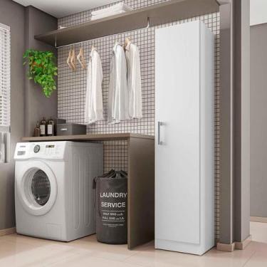 Imagem de Armário Multiuso 1 Porta 3 Prateleiras Lavanda Kits Paraná, Branco
