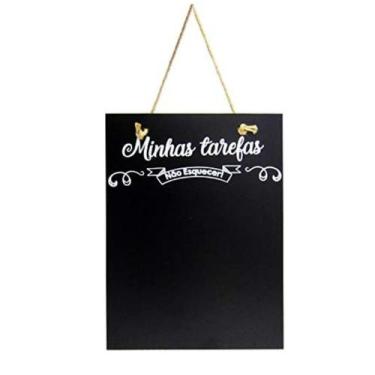 Imagem de Quadro placa porta recado negro de madeira 36cm - QUERO PRESENTEAR