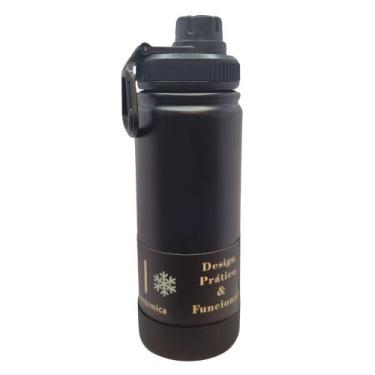 Imagem de Garrafa Termica Preta Aco Inox 580ML Parede Dupla Isolamento a Vacuo 1