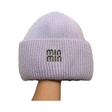 Imagem de Gorro Feminino Quente De Lã Com Strass E Pele De Coelho Genuína - Boné