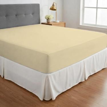 Imagem de Lençol Queen Avulso Com Elástico Liso Malha 100% Algodão Resistente Com Toque Macio Respirável Cozzilar (Bege)
