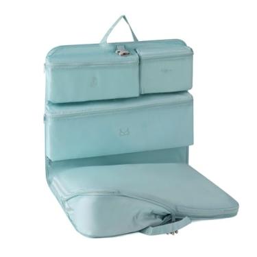 Imagem de Com 4 compartimentos, bolsa de armazenamento de bagagem para roupas íntimas, organizador de mala compactável para economizar espaço, bege, rosa, roxo, azul (azul)