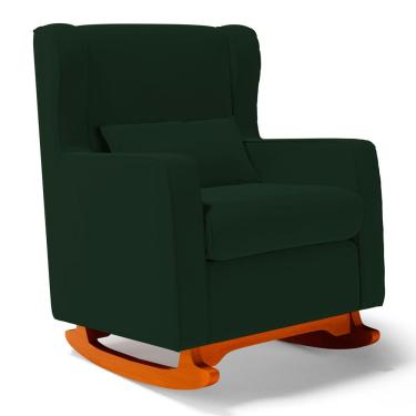 Imagem de Poltrona de Amamentação e Descanso Zoe com Base Balanço Veludo Verde - Desk Design