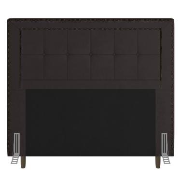 Imagem de Cabeceira Cama Box Casal King Size Luxor 195cm com Tachas e Frame Suede Marrom - Desk Design