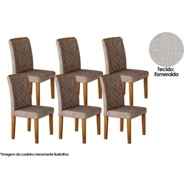 Imagem de Kit 6 Cadeiras De Cozinha Jade 6 Un Capuccino Suede Creme Rufato