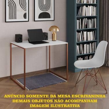 Imagem de Escrivaninha Industrial Office Branca 120x53 Grécia Base Cobre