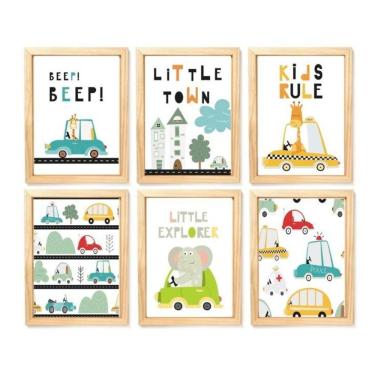 Imagem de Quadro Infantil Carrinhos 6 Un A4.