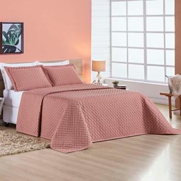 Imagem de Kit Cobre Leito Espanha Casal Padrão 03 Peças Micropercal 200 Fios Matelado White Line - Rosê