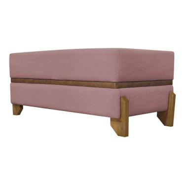 Imagem de Puff Recamier Kodama Para Cama King 200cm Pé Castanho Rosê Bouclé