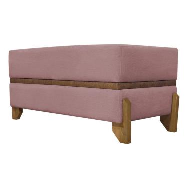 Imagem de Puff Recamier Kodama Para Cama Queen 150cm Pé Castanho Rosê Bouclé