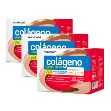 Imagem de Kit 03 Colágeno Verisol 30 Sachês Frutas Vermelhas Maxinutri