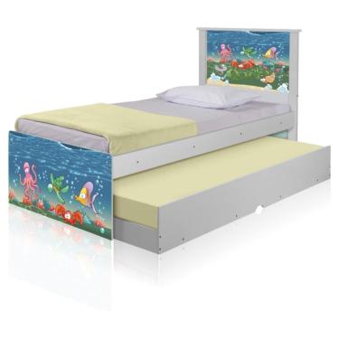 Imagem de Bicama Juvenil Adesivada Fundo Do Mar Com Colchões