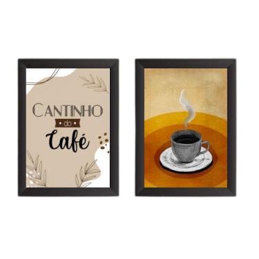 Imagem de Kit 2 Quadros Decorativos Café Boho 24x18cm - Moldura Preta