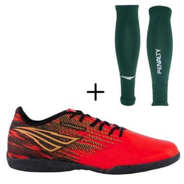 Imagem de Kit 01 Chuteira Futsal Penalty Tornado Antiderrapante+01 Meião Canelito Penalty Storm (Meião Sem Pé)