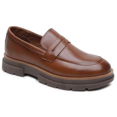 Imagem de Mocassim Brook Eleva Couro Sola Tratorada Robusta Masculino, Caramelo,
