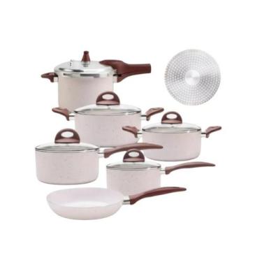 Imagem de Jogo de Panelas Brinox Smart Indução + Panela de Pressão  6 Peças Anti