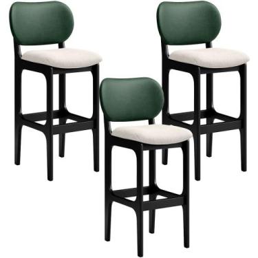 Imagem de Kit 3 Banquetas Alta Bar Cozinha Sala Jantar Fixa Betta L02 Preto Fact