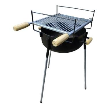 Imagem de Churrasqueira Portátil Botijão com Grelha Ajustável 3 Alturas - Metais