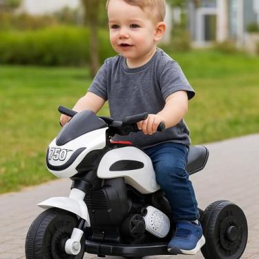 Imagem de Moto Elétrica Infantil Branca Mini Moto Motoca Bateria Veicullo Crianç