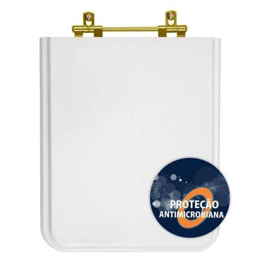Imagem de Assento Sanitario Poliester Antibacteriano Square Branco Para Vaso Incepa Cidamar Com Ferragem Dourada