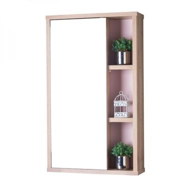 Imagem de Espelho para Banheiro com Armário Carvalho e Rosa 69 x 42cm