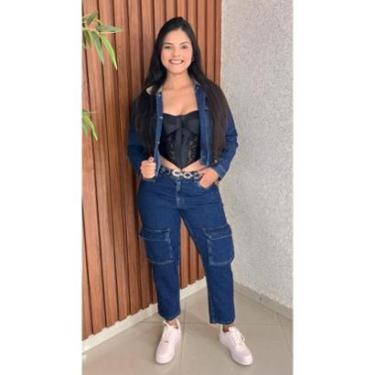Imagem de Calça Feminina Mom Jeans Escuro Crisconf Cor:;Tamanho:36-Feminino