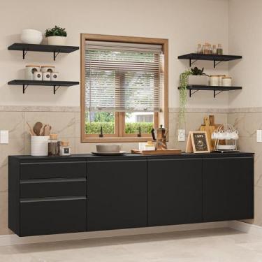 Imagem de Armário de Cozinha Completa 240 cm Suspenso Preto Nice Madesa 10, Pret
