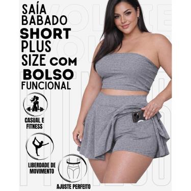 Imagem de Saía Babado Com Short Plus Size Com Bolso Lateral Funcional Em Suplex WOLFOX Feminina-Feminino