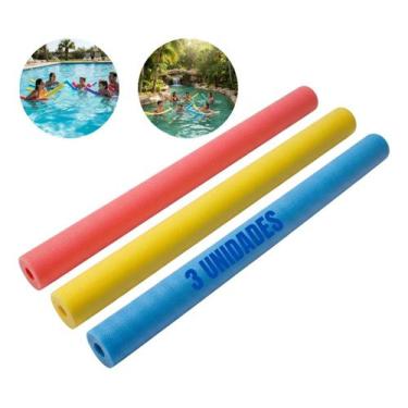 Imagem de Kit 3 Flutuadores Color Espaguete Tipo Macarrao Piscina - Bem Prat