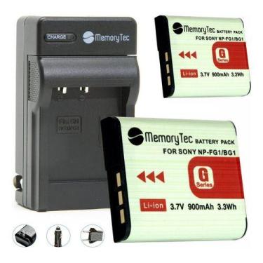 Imagem de Kit 2 Baterias NP-BG1/FG1 MemoryTec + Carregador Compatível com Sony H