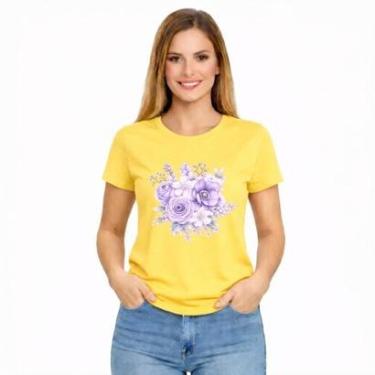 Imagem de Camiseta Feminina Floral Buquê Confortável Estampa Delicada-Feminino
