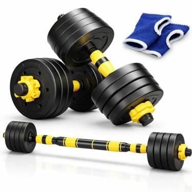 Imagem de Kit Halteres 3 em 1 Musculação Barra e Halteres Ajustáveis até 40kg + Munhequeira-Unissex