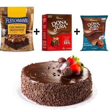 Imagem de Kit Para Bolo Massa Pré Pronta, Chocolate Em Pó E Granulado - FLEISCHM