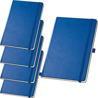 Imagem de Kit 5x Caderneta de Anotações 13,7x21cm 80 Fls Sem Pauta Azul Royal - 