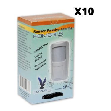 Imagem de Kit 10 Sensores Infravermelhos Passivos sem Fio SP-9 para Alarmes Alcance 15m Hombrus