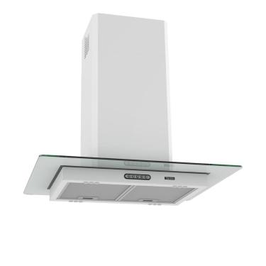 Imagem de Coifa Ilha Teto Terim Vidro Reto Branca 75cm com Led Filtro Alumínio e Carvão Ativado Branco 220V